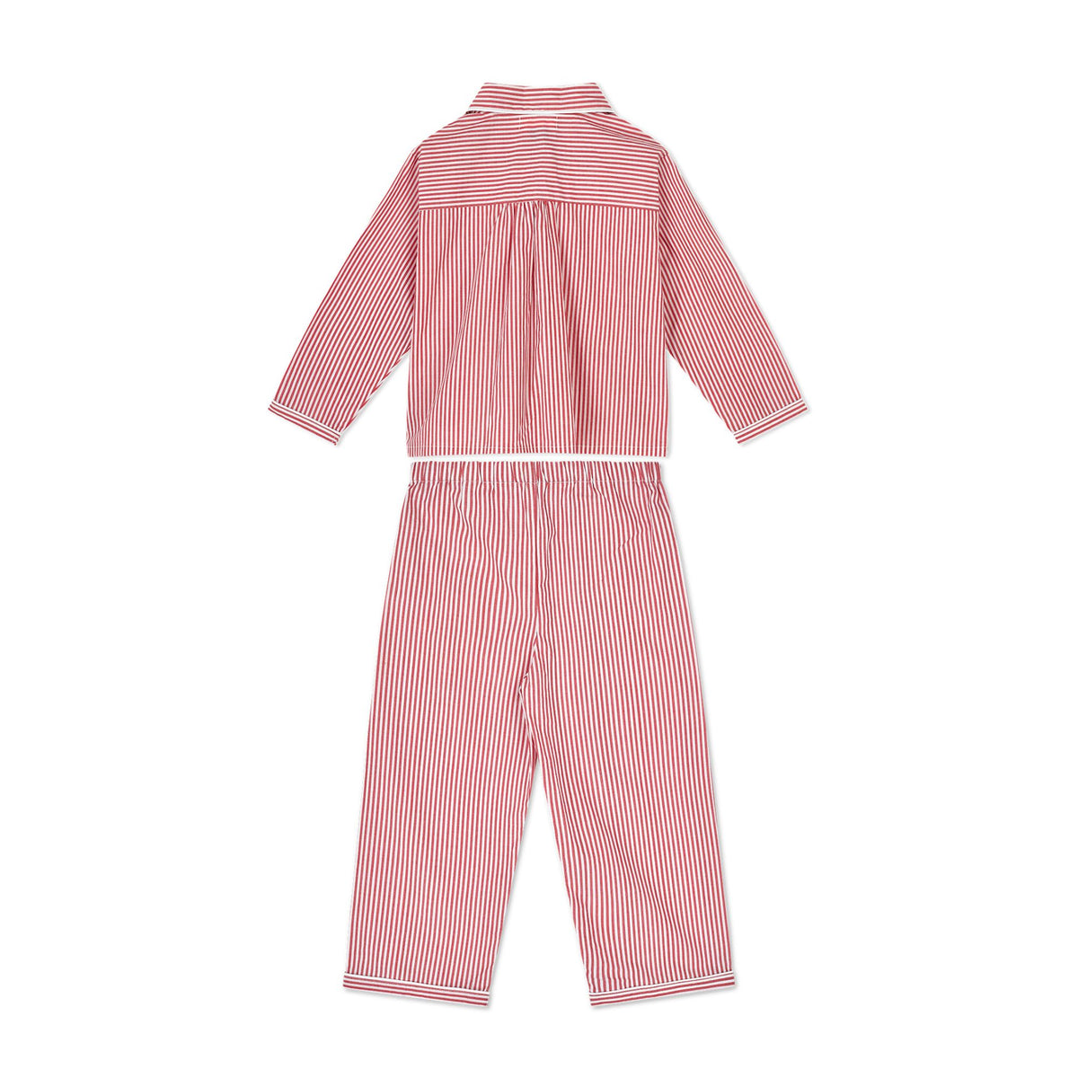 Samantha Varvel x Smock London Lilly Parr Pyjamas Gingerbread Stripes with Snow Trim and Hand Smocking