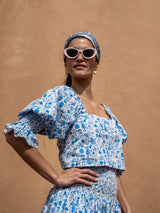 Sullivan Skirt Rhapsody in Blue with White Smocking