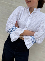Shelley Blouse Daisy Chain Cotton with Sapphire Hand Smocking Edition 10