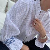 Shelley Blouse Daisy Chain Cotton with Sapphire Hand Smocking Edition 10
