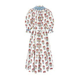 Ada Lovelace Dress Rainbow Marigold with Delft Blue Hand Smocking