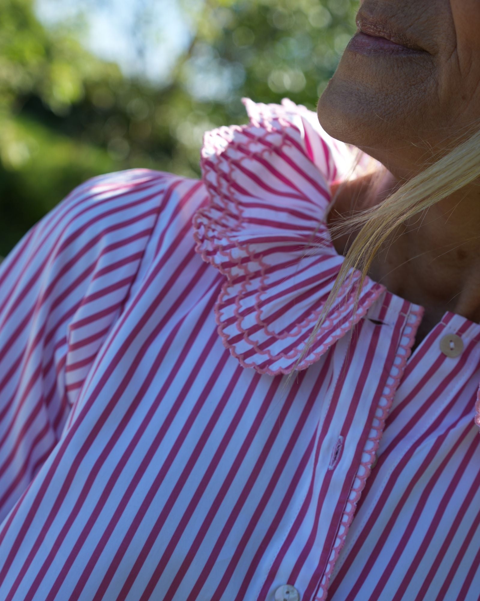 Bronte Blouse Pink Panther Stripe with Lollipop Embroidery