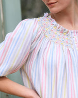 Cleopatra Blouse Pastel Rainbow with Lucky Charm Hand Smocking Edition 41