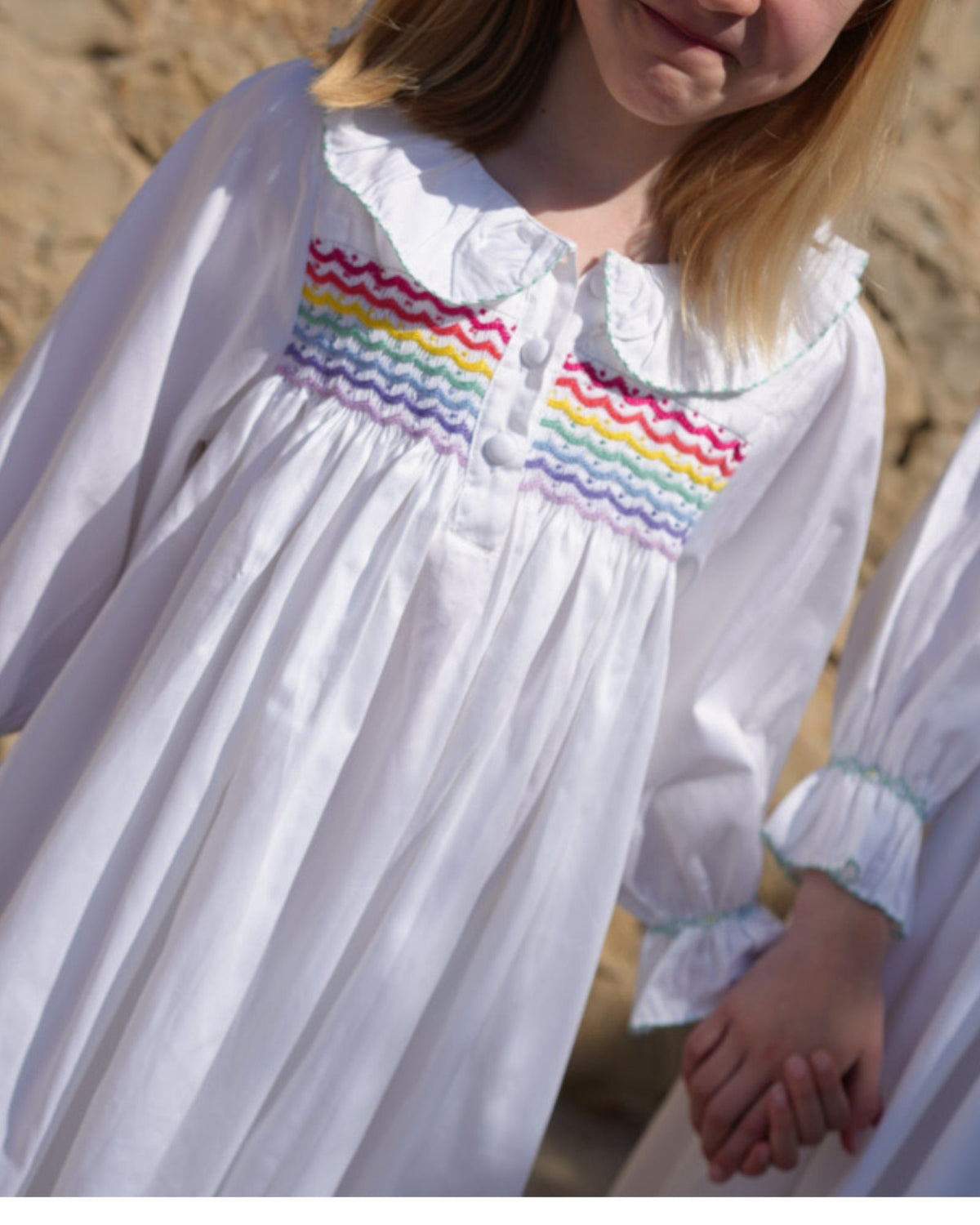 Nightingale Dress Moonstone Cotton Hand Smocking