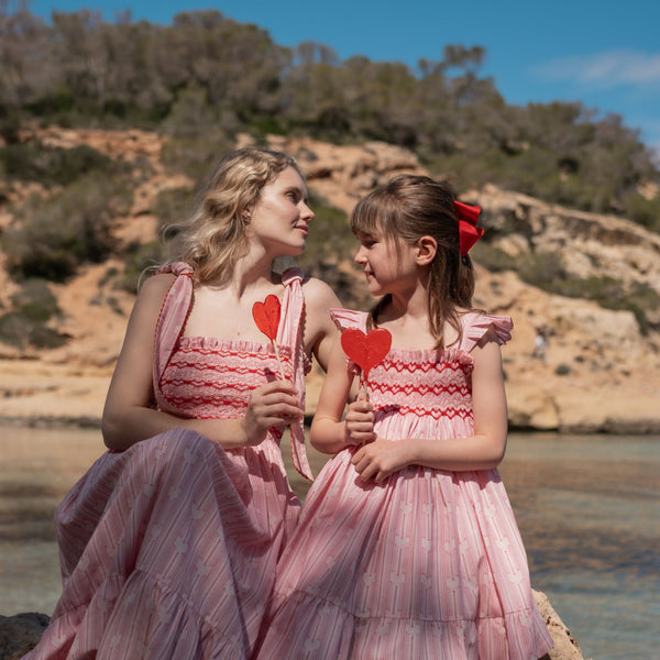 Rachel Carson Girls Dress Love Heart Weave with I Heart You Hand Smocking