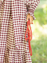Colette Dress Mulled Wine Gingham Brushed Cotton with Spiced Cinnamon Hand Smocking