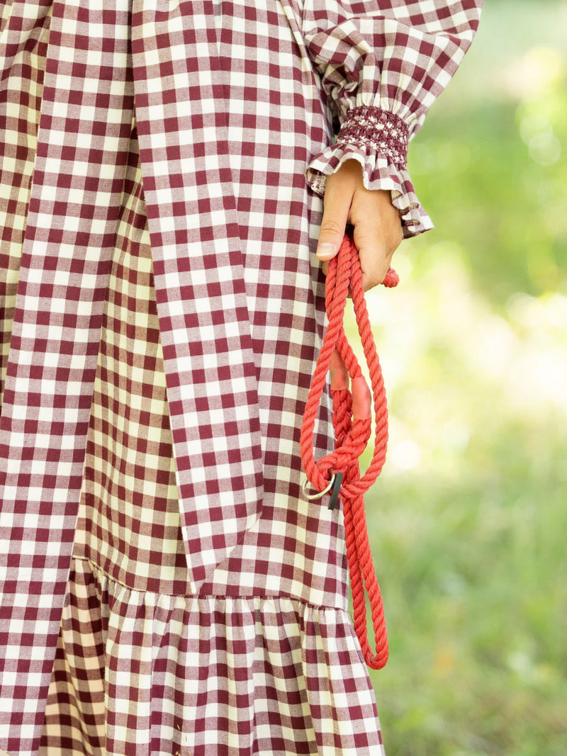 Colette Dress Mulled Wine Gingham Brushed Cotton with Spiced Cinnamon Hand Smocking