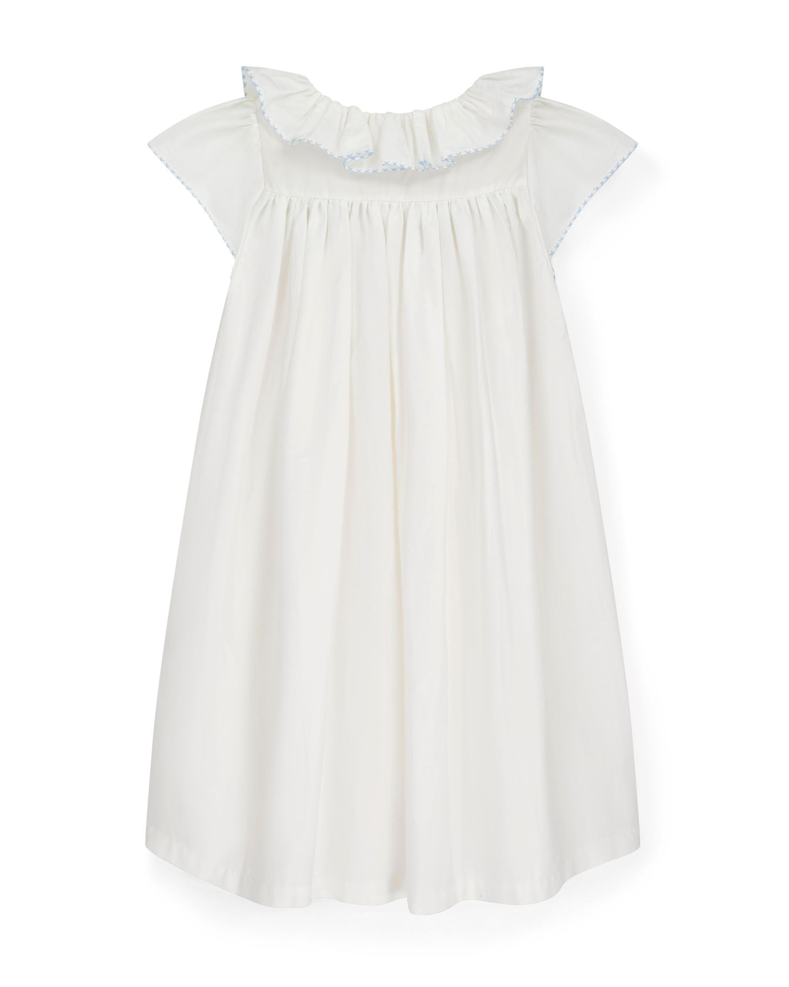 Nightingale Girl's Dress Moonstone Cotton with Blue Blooms Hand Smocking