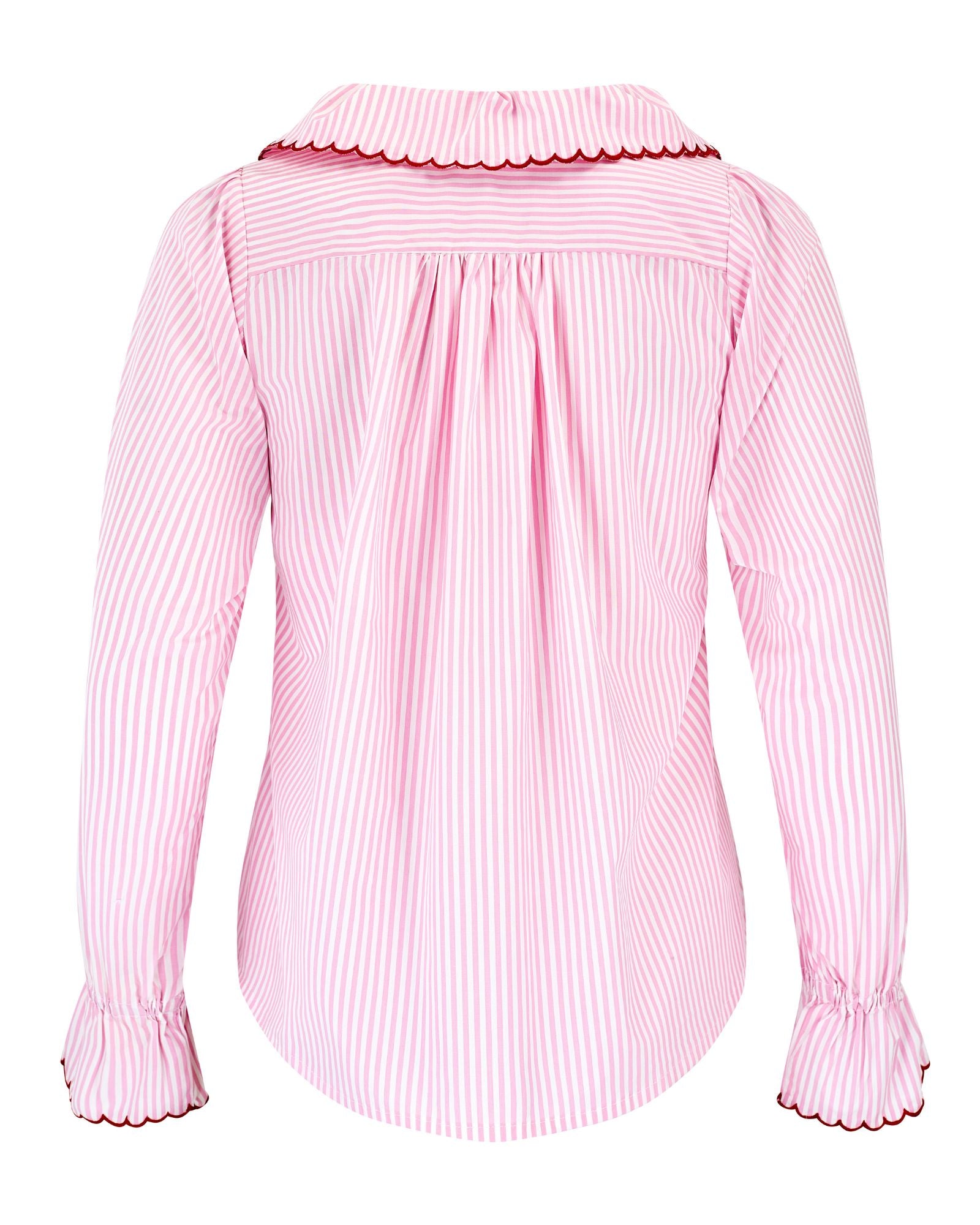 De Beauvoir Blouse Dolls House Stripe with Kiss Kiss Embroidery