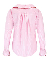 De Beauvoir Blouse Dolls House Stripe with Kiss Kiss Embroidery