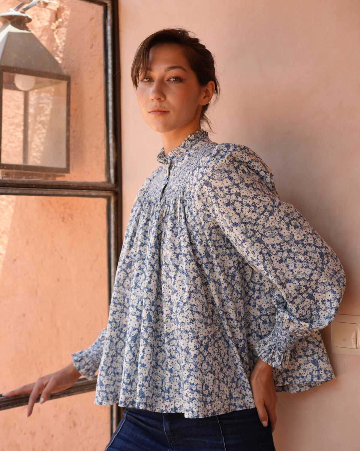 Scholl Blouse Midsummer Meadow with Cornflower Haze Hand Smocking Edition 69