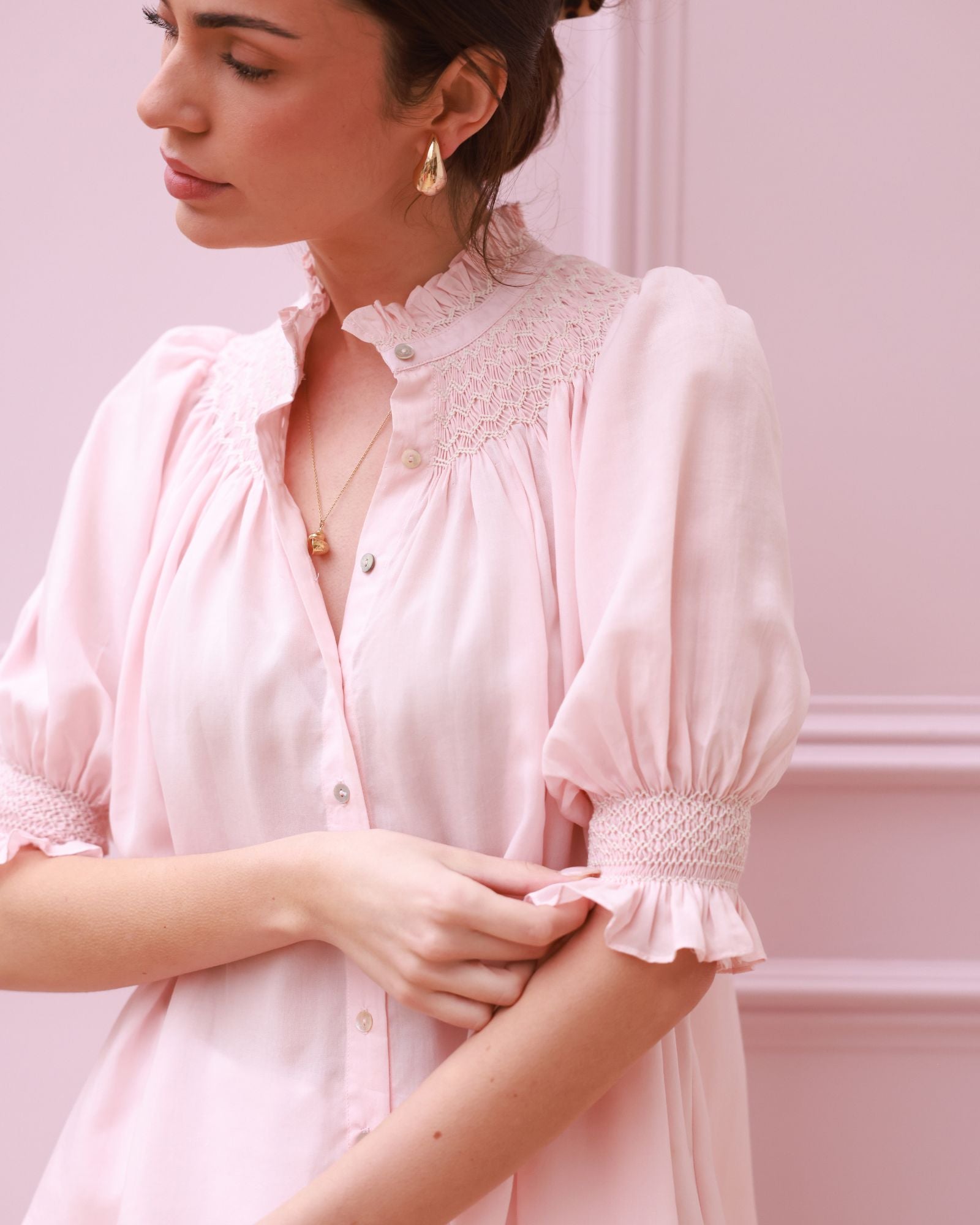 Scholl Summer Blouse Seashell Cotton Voile with Milk Hand Smocking Edition 67
