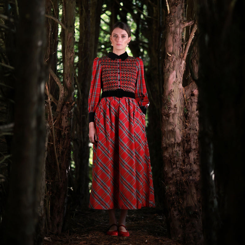 Victoria Woodhull Women's Dress Royal Stewart with with Nutcracker Hand Smocking