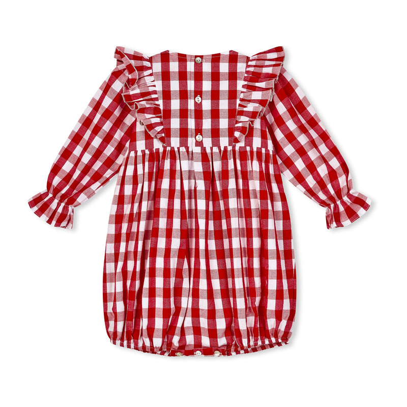 Anna Pavlova Romper Edelweiss Gingham with Precious Heart Hand Smocking