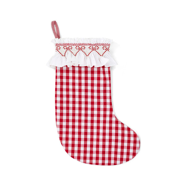 Edit58 x Smock London Red Gingham Smocking with Crimson Ribbon Hand Sm