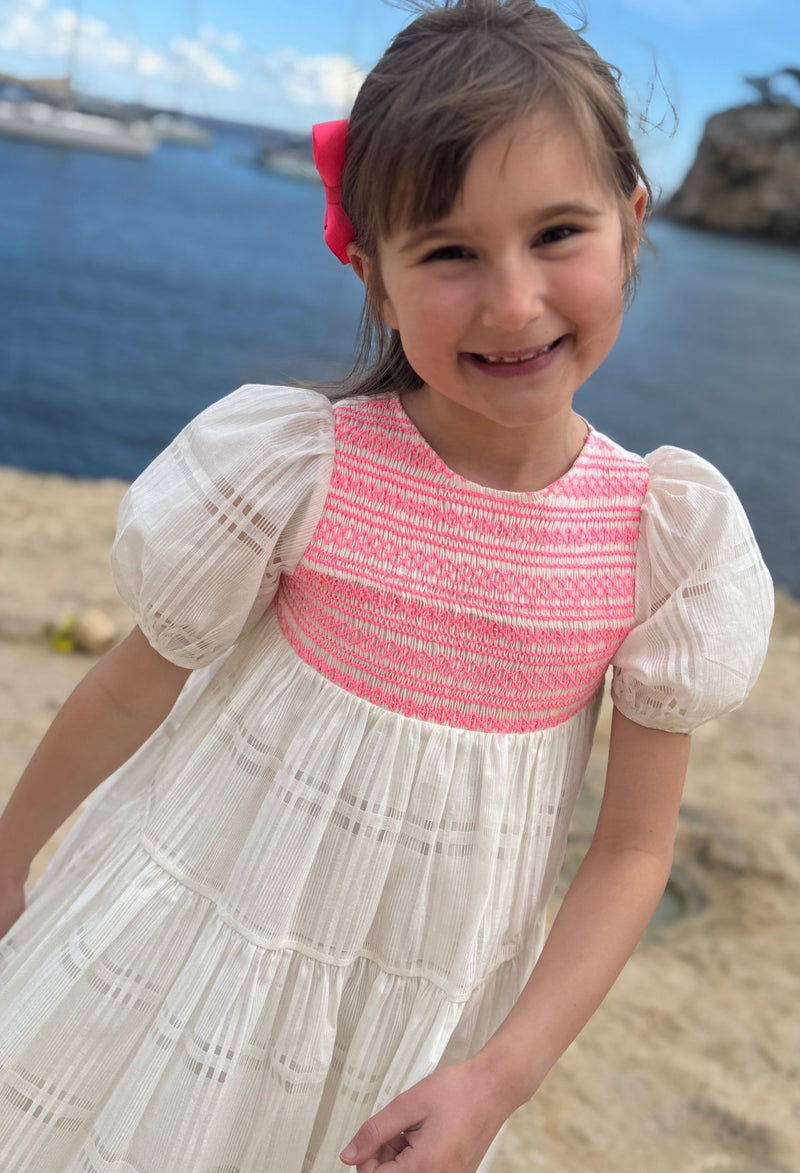 Margaret Graham Dress Organza Clouds with Barbilicious Hand Smocking