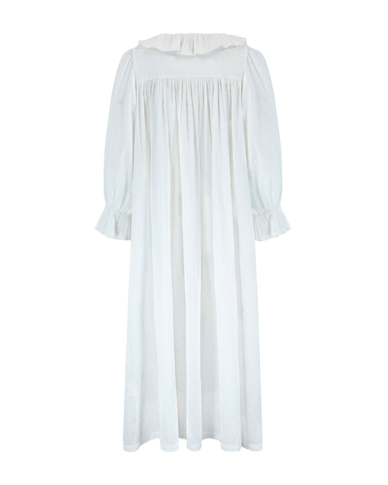 Nightingale Women's Dress Cloud Puff Plumetti with Ivory Hand Smocking