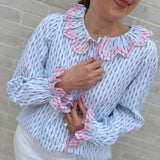 Bronte Blouse Skyscraper Stripes with Strawberrylicious Embroidery