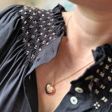 Cleopatra Blouse Obsidian Silk Cotton with All That Glitters Hand Smocking Edition 31