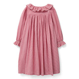 Nightingale Girl's Dress Red Vichy with Snow Bow Hand Smocking