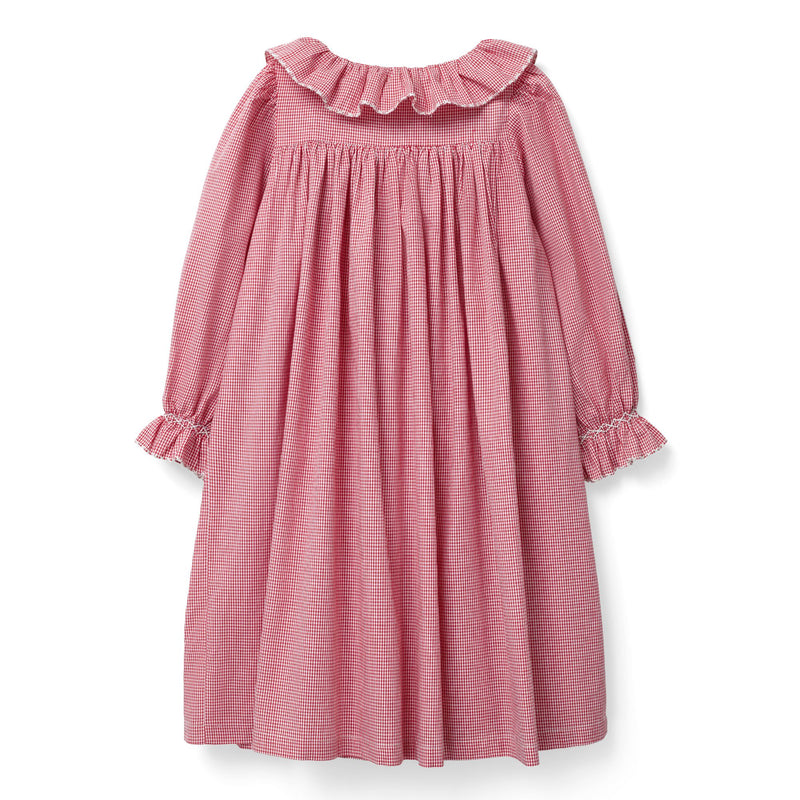 Nightingale Girl's Dress Red Vichy with Snow Bow Hand Smocking