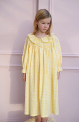 Nightingale Girl's Dress Primrose Gingham with Daffodil Hand Smocking