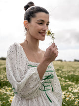 Josefine Butler Dress Frobscottle Spot with Cool as a Cucumber Hand Smocking
