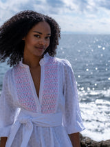 Junko Tabei Dress Broderie Anglaise with Barbilicious Honeycomb Hand Smocking