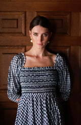 Trudy Ederle Dress Goodie-Two-Shoes Gingham with Blackberry Hand Smocking