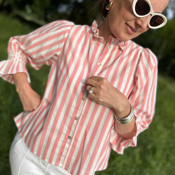 Shelley Blouse Clubhouse Stripe with Lime and Soda Hand Smocking Edition 13