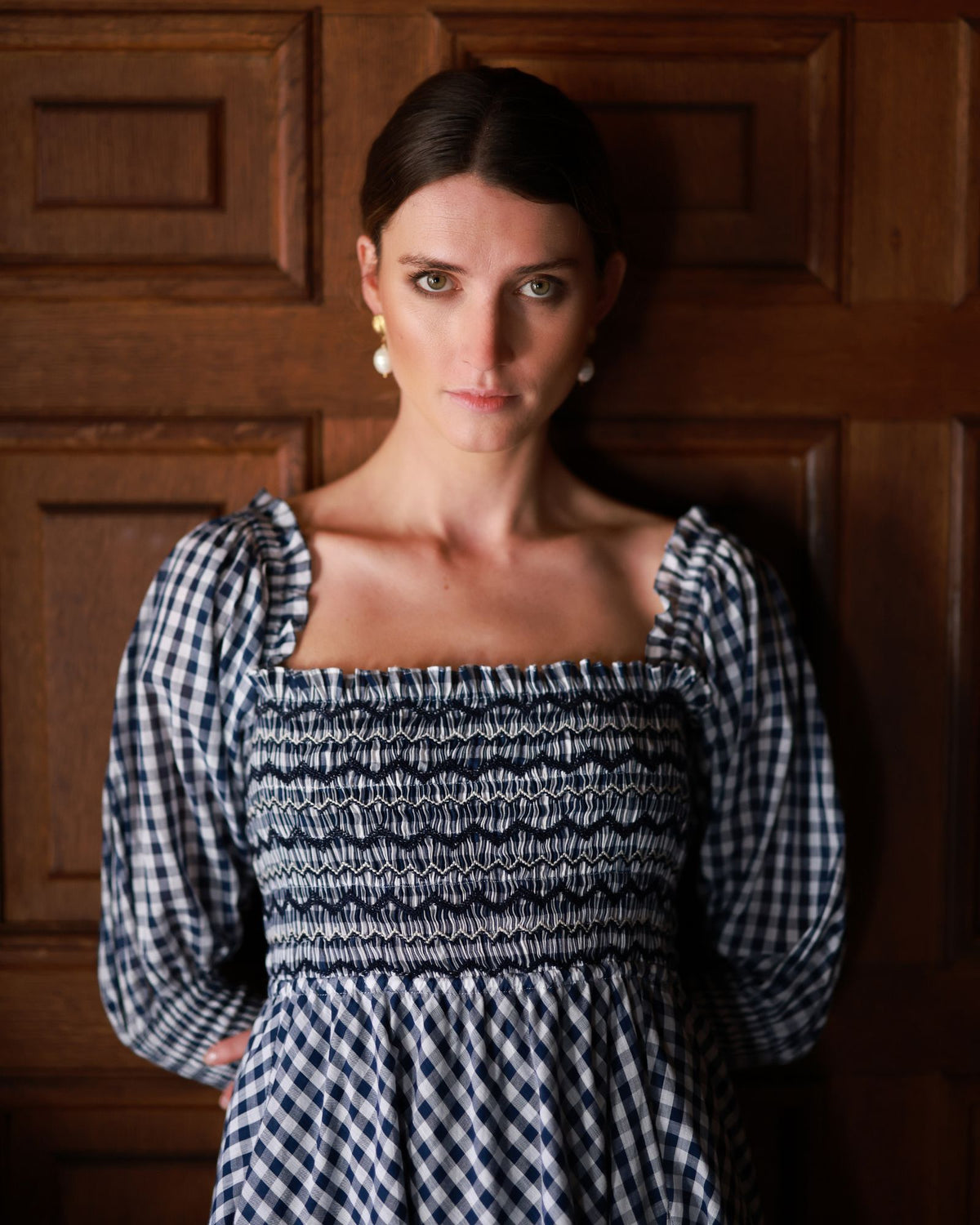 Trudy Ederle Dress Goodie-Two-Shoes Gingham with Blackberry Hand Smocking