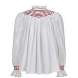 Scholl Women's Blouse White with Rosehip Hand Smocking Editon 56