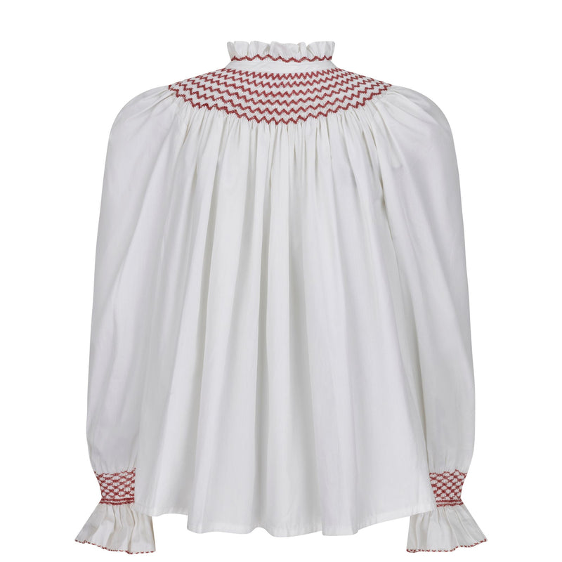 Scholl Women's Blouse White with Rosehip Hand Smocking Editon 56