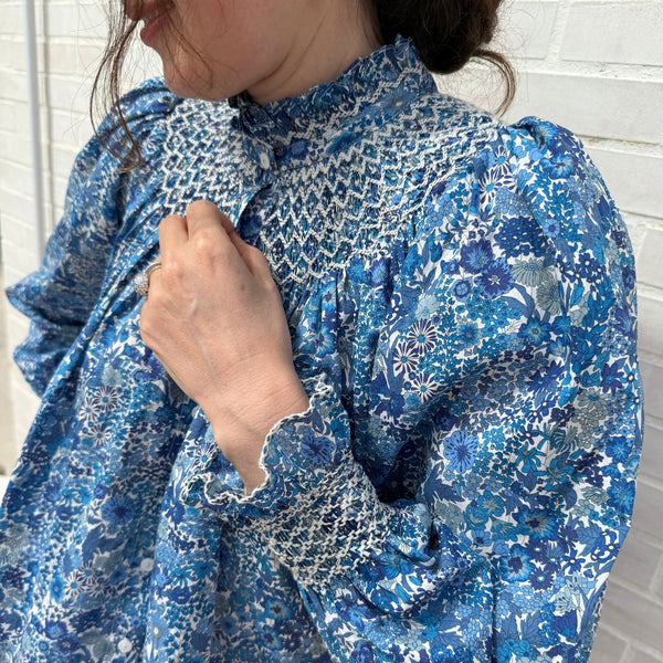 Scholl Blouse with White Horses Hand Smocking Made With Liberty Margaret Annie Edition 42