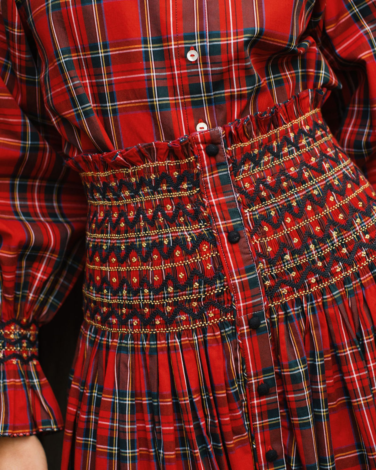 Mary Seacole Women's Skirt Royal Stewart with Nutcracker Hand smocking