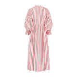 Aloha Wanderwell Dress London Bus Stripe with Milk Hand Smocking