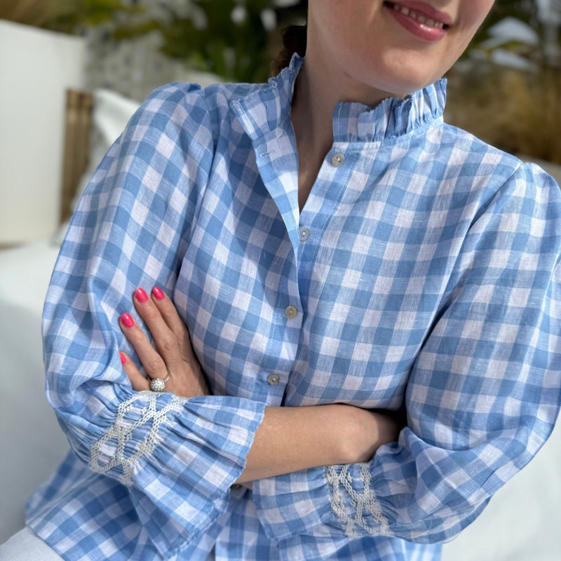 Shelley Blouse Lupin Gingham with Cow Parsley Hand Smocking Edition 9
