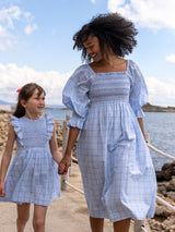 Pavlova Dress Seaside Check with Cherries Hand Smocking