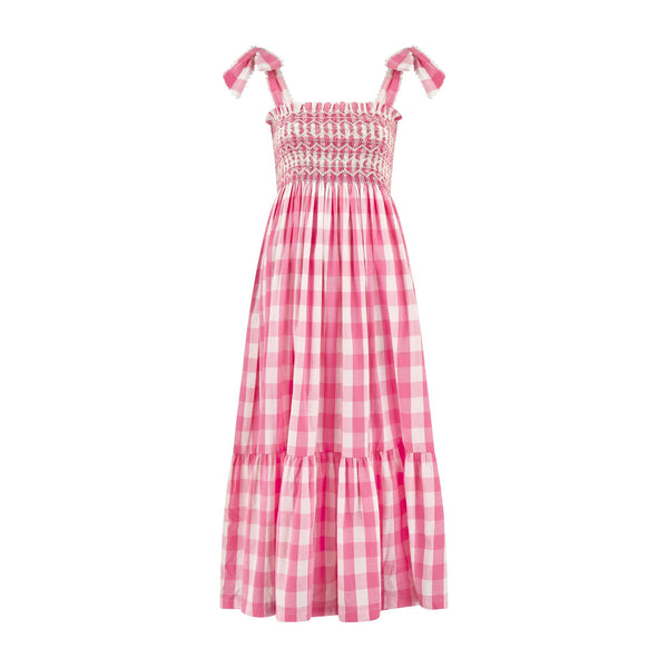 Grace Hopper Dress Giant Pink Gingham with Clean Slate Hand Smocking