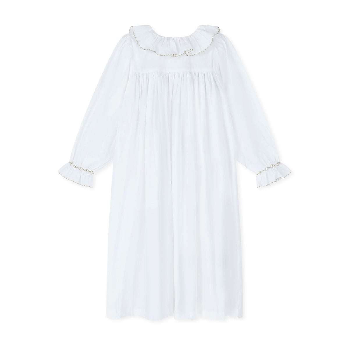 3-4y Memo Press x Smock London Nightingale Girls Dress Moonstone with Gold Bows Hand Smocking