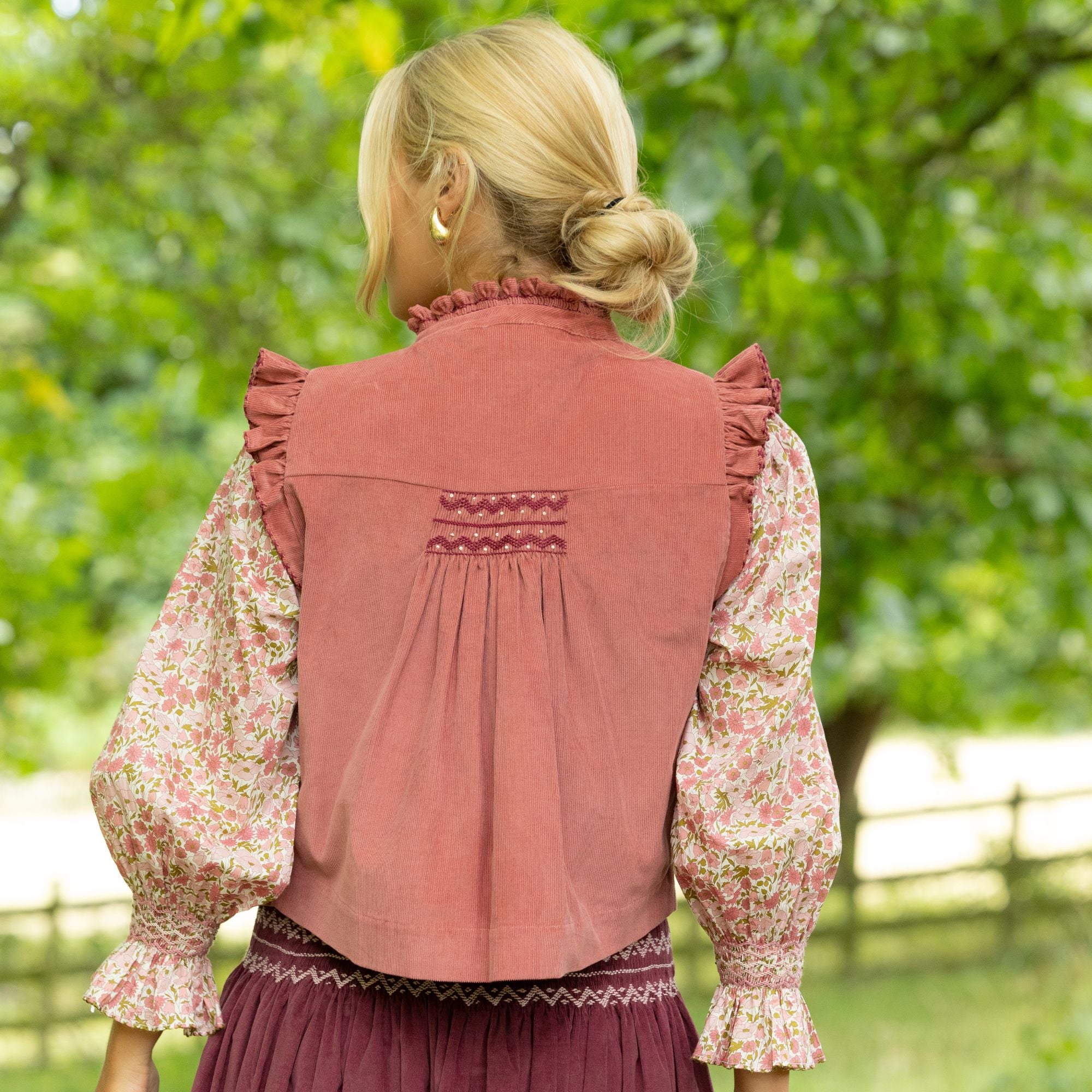 C J Walker Waistcoat Kir Needlecord with Mulberry Hand Smocking Edition 4