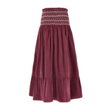 Sullivan Women's Skirt Mulberry Needlecord with Rosehip Hand Smocking
