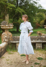 Ada Lovelace Dress Flower Field Linen with Cherry Blossom Hand Smocking