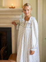 Women's Nightingale Dress Blueberry Brushed Cotton with Blueberry Hand Smocking