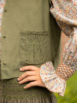 C J Walker Waistcoat Moss Needlecord with Through the Branches Hand Smocking Edition 3