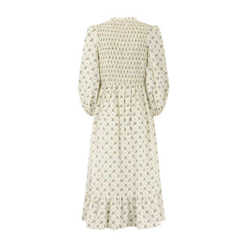 Emmeline Pankhurst Dress Brunnera Blooms with Forget Me Not Hand Smocking