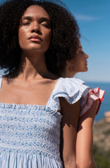 Octavia Hill Dress Blue Ribbons with Summer Skies Hand Smocking