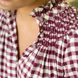 Colette Dress Mulled Wine Gingham Brushed Cotton with Spiced Cinnamon Hand Smocking