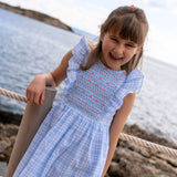 Pavlova Dress Seaside Check with Cherries Hand Smocking