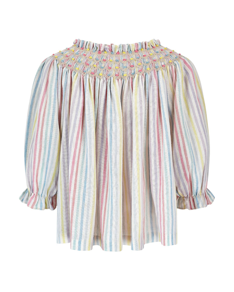 Cleopatra Blouse Pastel Rainbow with Lucky Charm Hand Smocking Edition 41